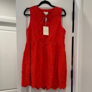 Entro Red Sleeveless Sundress with Peter Pan Collar